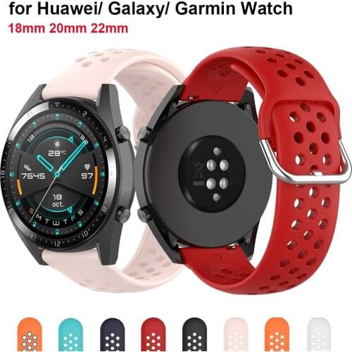 Silicone Strap for Garmin Venu 2/2S Watch Strap 18mm 22mm 20mm Band for Galaxy Watch / Huawei Watch 3 Pro/GT 2 / Fossil Gen 5/5E