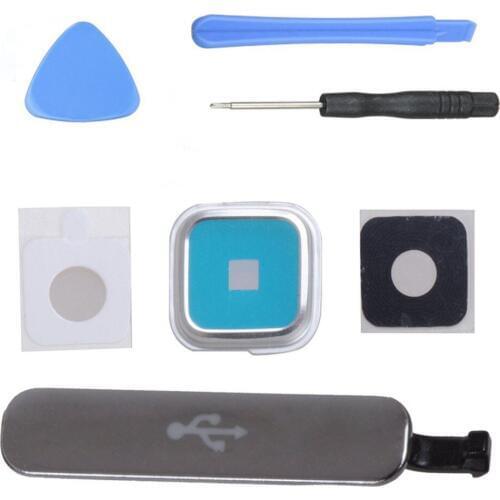 Replacement For Samsung Galaxy S5 G900F i9600 USB Charger Port Cover Charge+Camera Glass Lens Cover+ Free Tools