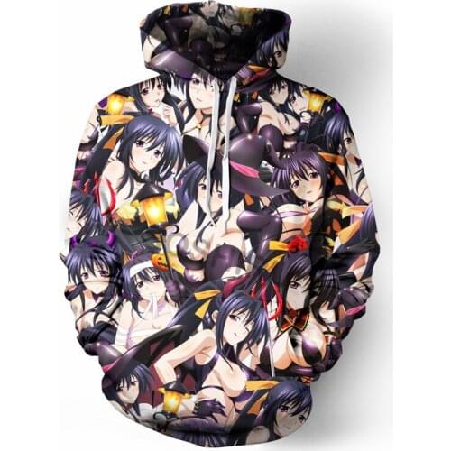 SOSHIRL Halloween Sexy Anime Hoodies Hipster Funny High School Hoody Unisex Winter Streetwear Himejima Akeno Classic Pullovers
