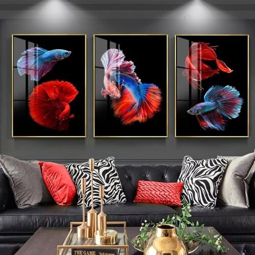 Modern Abstract Paintings for Interior Gold Fish Prints On Canvas Frameless Wall Art Pictures for Living Room Frameless