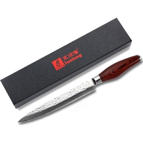 Sunlong Slicing Knife 8 inch Carving Knife Japanese VG10 Damascus Steel Sashimi Knife Fillet Knife Wooden Handle