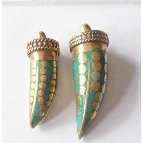 TBP513 Tibetan Fang Amulet Pendant for Man Copper Inlay Cyan Stone Pendants Small and Big