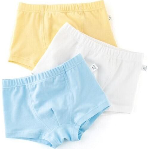 3 Pieces/ Pack Kids Boy Briefs Cotton Solid Color Boys Underwear Panties Children Boys Knickers for 2-9 Years Old