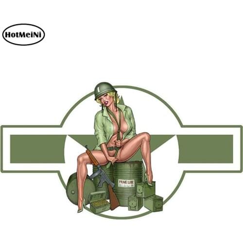 HotMeiNi 13cm x 7.4cm Pin Up US ARMY Sticker Funny Car Styling Auto Motor SUV Vinyl Graphic Car Stickers Waterproof Decals