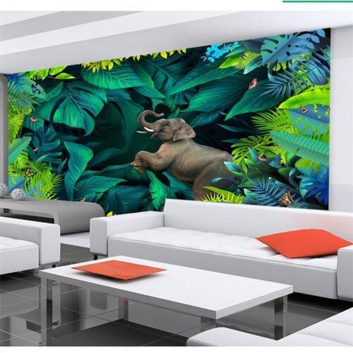 Wellyu papel parede Custom wallpaperTropical rain forest plant 3D stereo landscape TV wall decoration painting behang