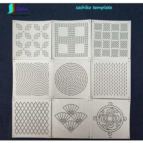 Japan Style Crafts Home Diy Tea Cup Pillow Embroidery Tool Soft Small square Soft Stripe Flower Animal Sashiko Template A0637L