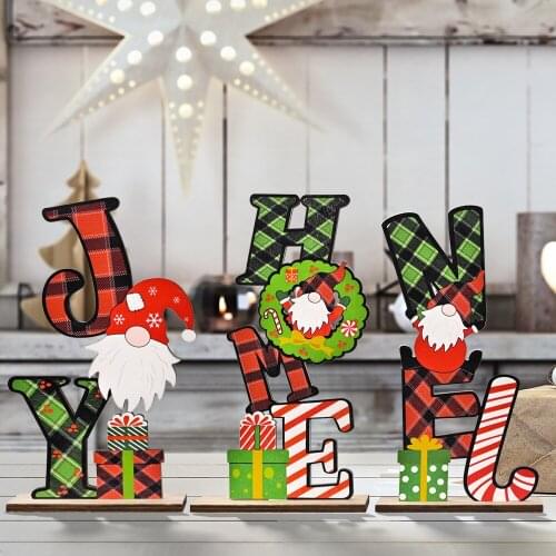 1pc Christmas Noface Santa Claus Table Decoration Wooden Pendants Xmas Gifts Ornaments DIY Wood Crafts Kids JOY Noel Decoration