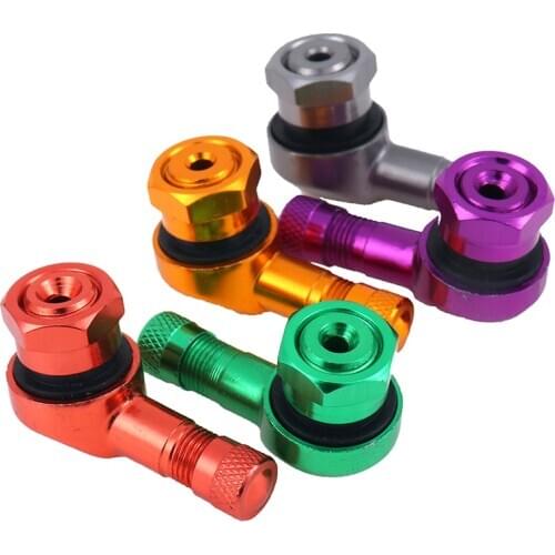 2pcs 90 Degree Angle CNC Aluminum Valve Stem Motorcycle Wheel Tire Tubeless Valve Stems for 10mm 11.3mm Rim Wheel Parts