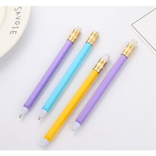 50PCS Pencil Shape Appearance Simple Fresh Blue Ballpoint Pen Student Creative Office Supplies Stationery