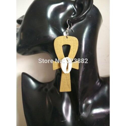 Free shipping!! Hot Sale Ankh Symbol Wooden Earrings