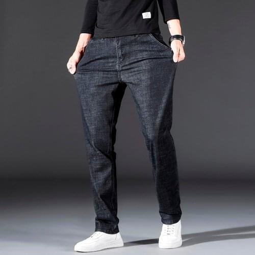 2021 SULEE Brand Mens Stretch Jeans Business Casual Classic Style Trousers Black Straight Denim Pants
