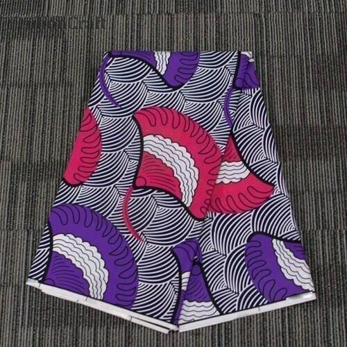 Chzimade 1Yard Ankara Purple Fan Printed African Fabric Real Wax Wedding Dress Tissue Fabric Diy Sewing Materials