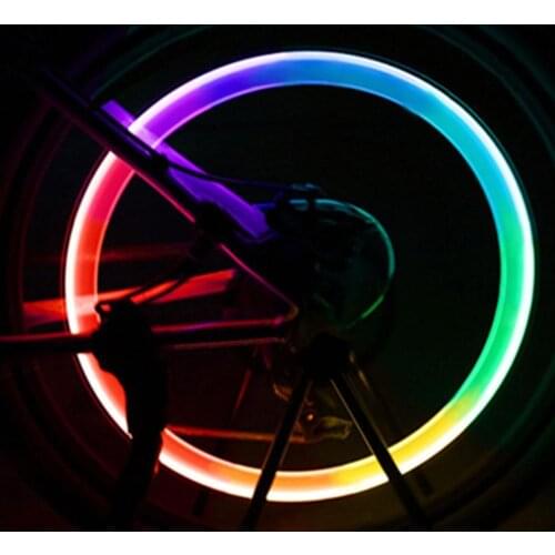 Colorful Car Bicycle Alarm Safety Wheel Valve Cap LED Tire Light Decor Lamp 3 x AG10 Button Batteries(Included)