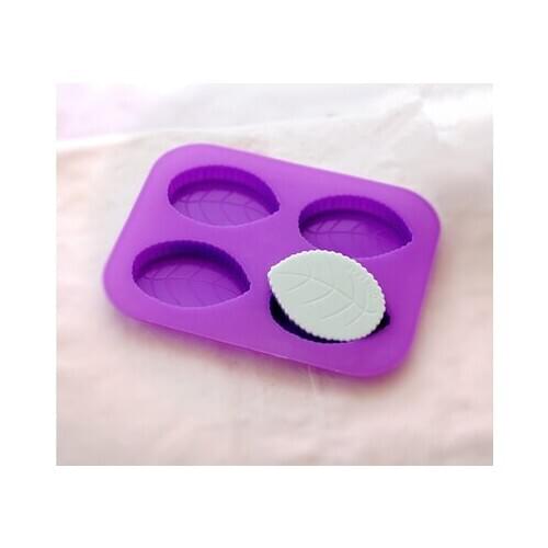 Free shipping handmade soap silica gel mould candle soap mould silicone mold for DIY leaf 4 holes
