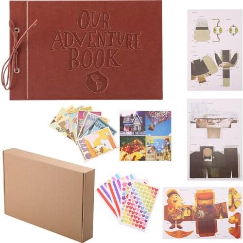 80 Pages DIY Handmade Retro Photo Album Adventure Book Leather Cover with Concave Words Up Scrapbook Album For Memorial Tour