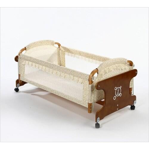 Trolley Solid wood Baby Crib baby bed cot Mother & Kids baby bassinet cradle with netting 100*50*46 cm hot whole sale lounger