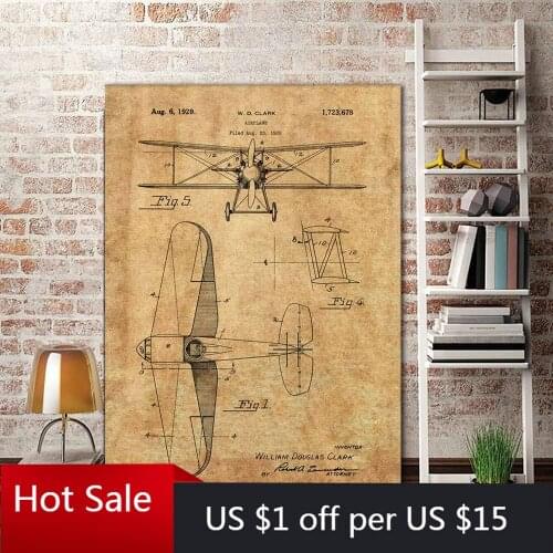 Space Shuttle Canvas Painting Posters Prints Biplane Patent Print Outer Space Science Blueprint Vintage Posters Aviation Wall De