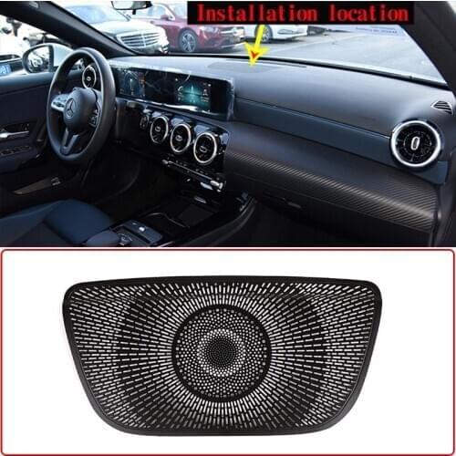 Aluminum Alloy Black Car Dashboard Speaker Cover Trim For Mercedes benz A Class W177 V177 A180 A200 2019 2020 Accessories