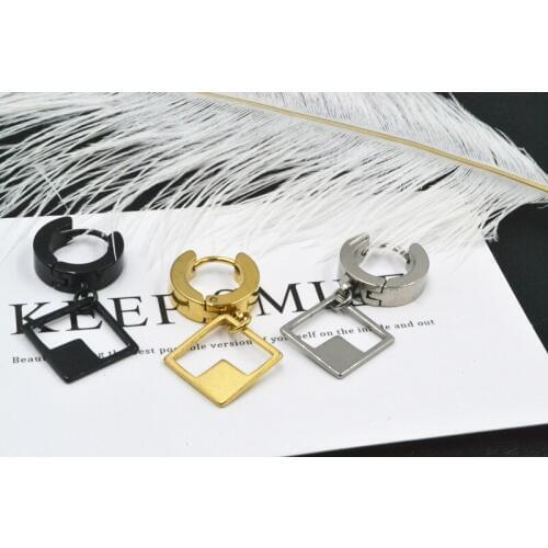 Lot 50pcs Fashion Jewelry- Hoop Circle Earrings Pendant PUNK EMO Men/Women Ear Studs/Earring Stainless Steel Square Hoop Ring