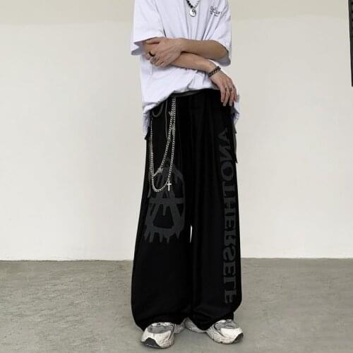 2021 high street falling straight pants loose thin hip hop summer ruffian casual pants men