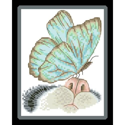Cat and Butterfly Patterns Cross Stitch Kits Printed Canvas 11CT 14CT Small Size Embroidery Sets For Beginners Needlework Crafts