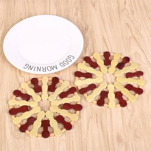 Table Mat Kitchen Accessories Chinese Style Wooden Placemats Drink Coasters Tea Juice Coffee Dessert Pads Heat Resistant