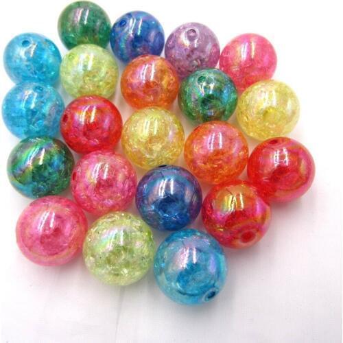 New Arrival 108PCS AB Effect Acrylic Clear Crack Beads DIY Chunky Perforated Beads Accessories For Kids Necklace Jewelry Making