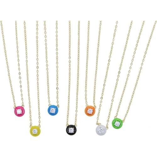 Romantic Fashion Color Round Enamel with Stones Necklace for Women Fantastic Life Wedding Necklaces Jewelry Gift