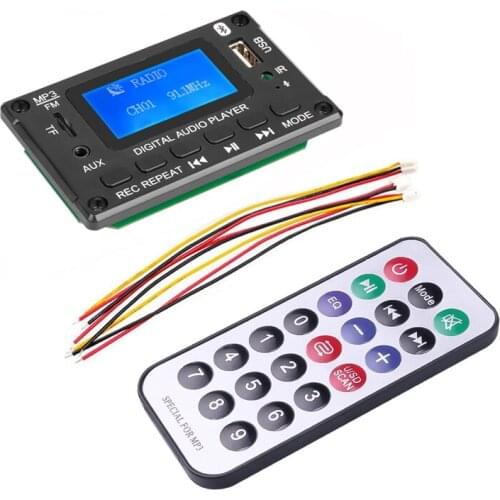 DC5V 12V MP3 Decoder Board WMA Decoding MP3 Player Bluetooth 5.0 Audio Module Support WMA WAV TF USB FM Radio Handsfree