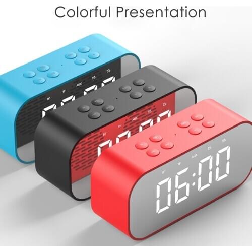 LED Mirror Alarm Clock Portable Bluetooth Speaker LCD Display Wireless Music Player Stereo Temperature Bedroom Table Decor