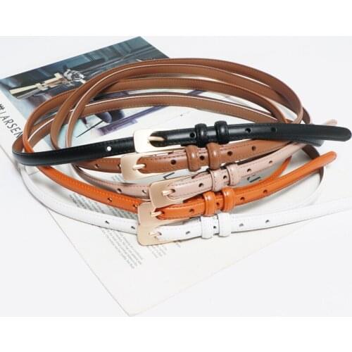 Fashion Solid Cowhide Slim Belt for Women White Camel Genuine Leather Waist Belt Jean Pant Dress Decoration Femme Cinturon 2021