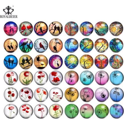 RoyalBeier 48pcs/lot Flower Snap Button 18mm Retro Gardon Beads Pink Love Heart Snap Buttons Snap Bracelet Jewelry Women GIft