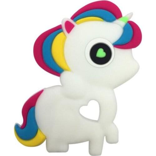 1pc Lovely Silicone Unicorn Teether DIY Baby Animal Rattle Chewing Pacifier Dummy Teething Montessori Sensory Toy