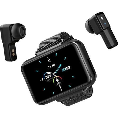 Outdoor smart watch with Bluetooth heart rate monitor fitness activity tracker built-in wireless earplugs for men and women