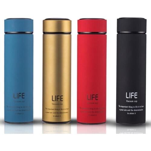 Thermos Stainless Steel Red Gold Blue Black Fashion Water Bottle Cup Modern Drinkware Coffee Tea Mug High Quality Wholesale 2021