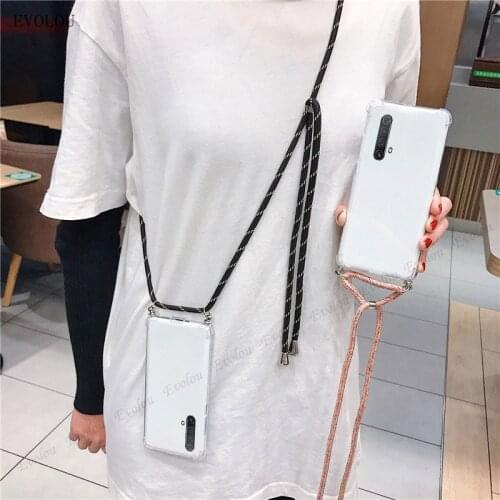 For OPPO Realme X50 X3 SuperZoom 6 PRO Find X2 pro A94 ACE 2 A52 A72 5G Clear Soft Silicone Shockproof Phone Cover With Lanyard