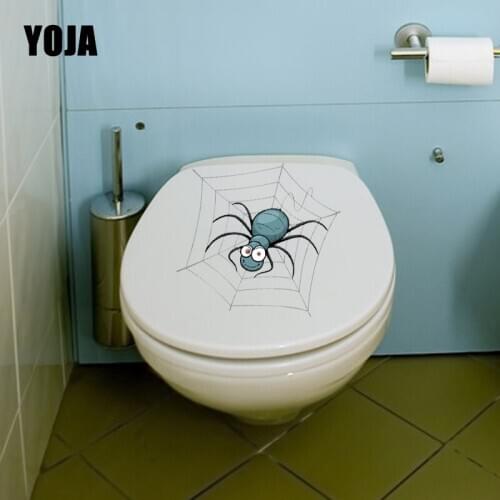 YOJA 23X23CM Creative Funny Spider Web Toilet Decal Living Room Home Decor Wall Sticker T5-1314