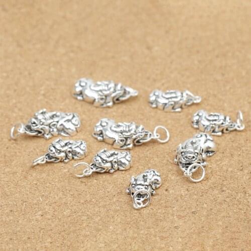 Handmade DIY Jewelry Material S925 Sterling Silver Accessories Thai Beaded Small Pendantbulk Items Wholesale Pixiu Pendant Brac
