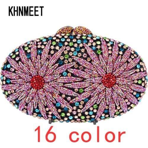 Women Evening Bag Ladies Flower Wedding Clutches Female Pink gold Clutch Purse Luxury rhinestone Wedding Handbags SC761