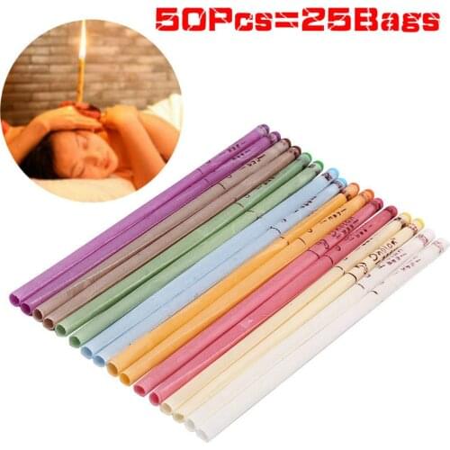 50pcs/set Healthy Care Ear Candle Ear Treatment Ear Wax Removal Cleaner Ear Coning Treatment Indiana Therapy Fragrance Candling