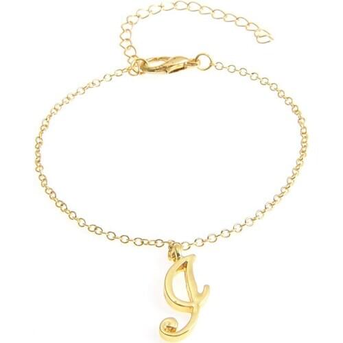 10PCS Dainty I English Word Letter Bracelet Gift for Friends Monogram I Name Letter Chain Bracelet Jewelry Accessory