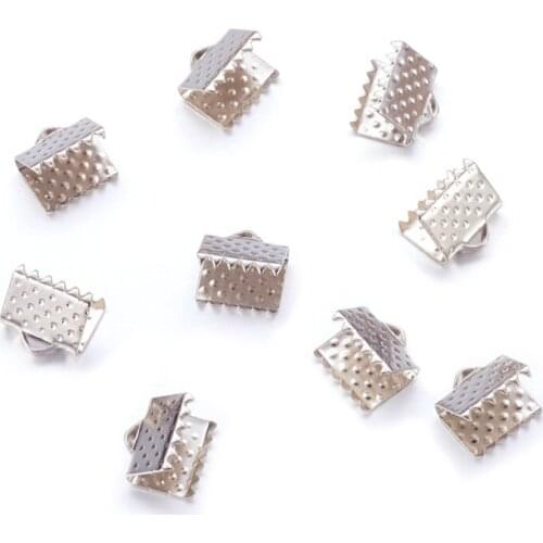 2000pcs Iron Ribbon Ends Crimp End Caps Connectors Leather Clip for Jrewelry Making DIY Bracelet Necklace 8x8x5mm Hole: 2mm