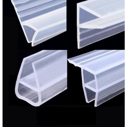 2M Glass Door Window Seal Strip Silica gel Weatherstrip H/F/U/Corner Type For 6 8 10 12mm Thickness Shower Room Frameless Glass