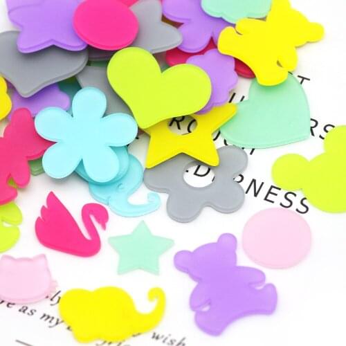 20Pcs Colorful Resin Planar Flatback Rhinestone Acrylic Cabochons Heart/Star/Flower Hair Accessories Handmade Jewelry Material