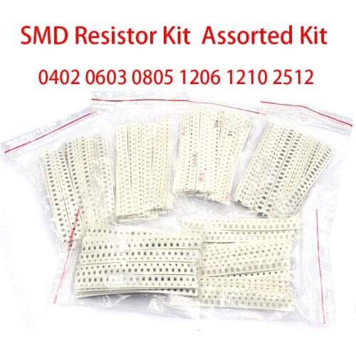 200PCS 660PCS 720PCS 4000PCS 0402 0603 0805 1206 1210 2512 SMD Resistor Kit Assorted Kit 10K 100K 1K 1R 100R 220R 1% 5