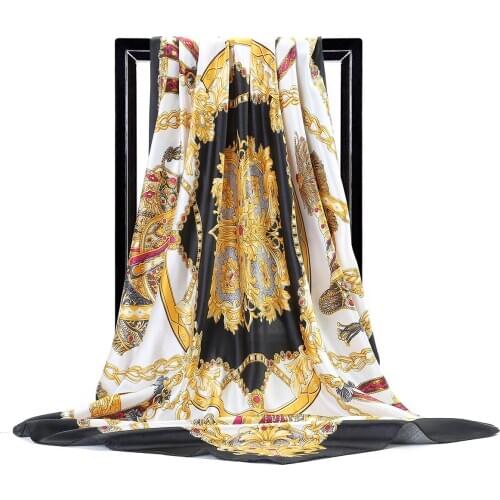 2021 LuxuryBrand Silk Scarves Women Foulard 90X90CM Square Head Hijab Scarf Ladies Chiffon Shawl Wrap Muffler Pareo Bandanna