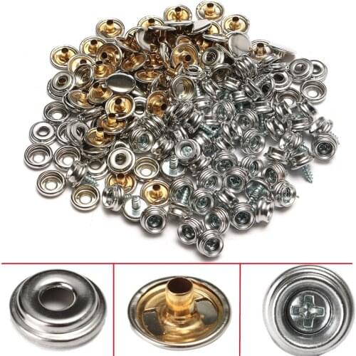 52pcs Stainless Steel Snap Fastener Kit Push Button Sockets Fixing Tool Kit For DIY Apparel Sewing Fabric Buttons