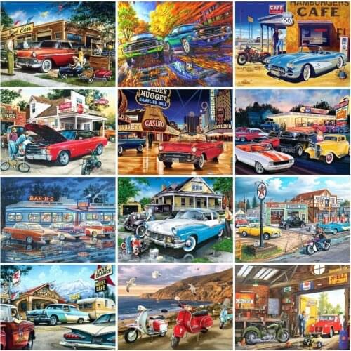 AZQSD 5D New Arrival Diamond Painting Car Full Square Drill Diamond Embroidery Night Landscape Home Decor Handicraft Gifts
