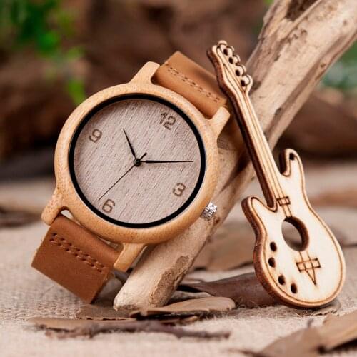 BOBO BIRD Womens Casual Antique Round Bamboo Wooden Watches men With Leather Strap Lady Wrist Watch Top Brand Luxury clock