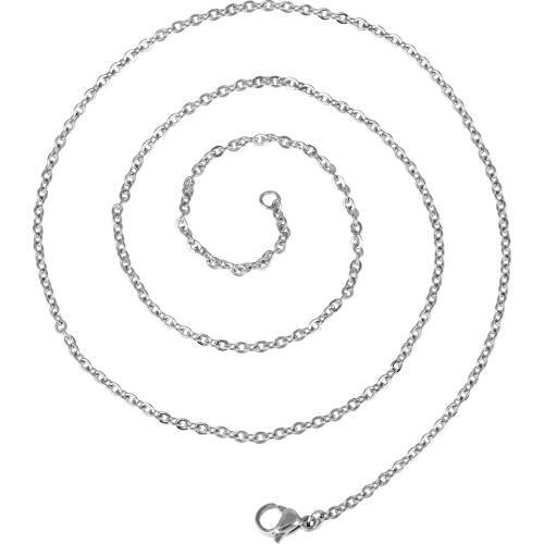 TUMBEELLUWA Lobster Clasp Stainless Steel 1mm Cable Chain Necklace 19 inches